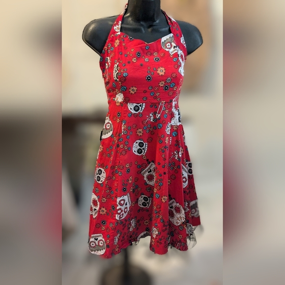 Oten Dresses & Skirts - Oten Sugar Skull Rockabilly Pinup Dress Medium